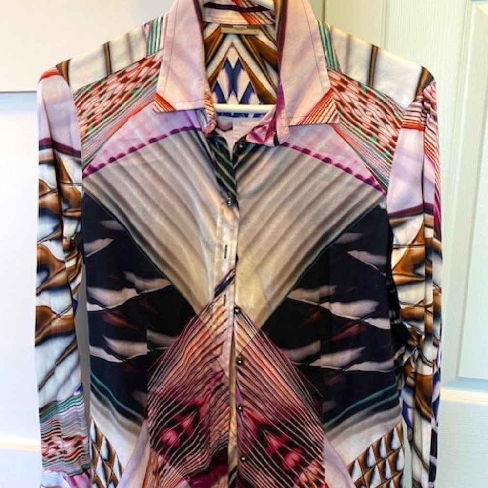 ETERNA Premium Ladies' blouse sz 38 EU sz US S 100% cotton multicolour retro